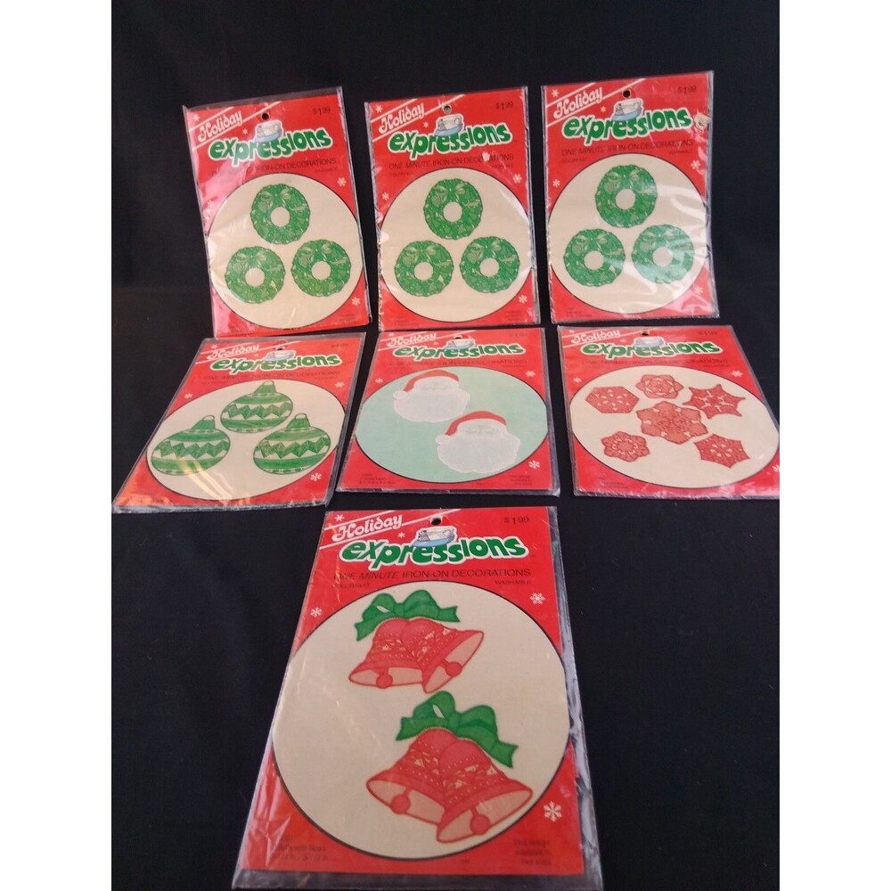 Vintage Dritz Iron On Decorations Christmas Colorfast Washable NonToxic Lot of 7